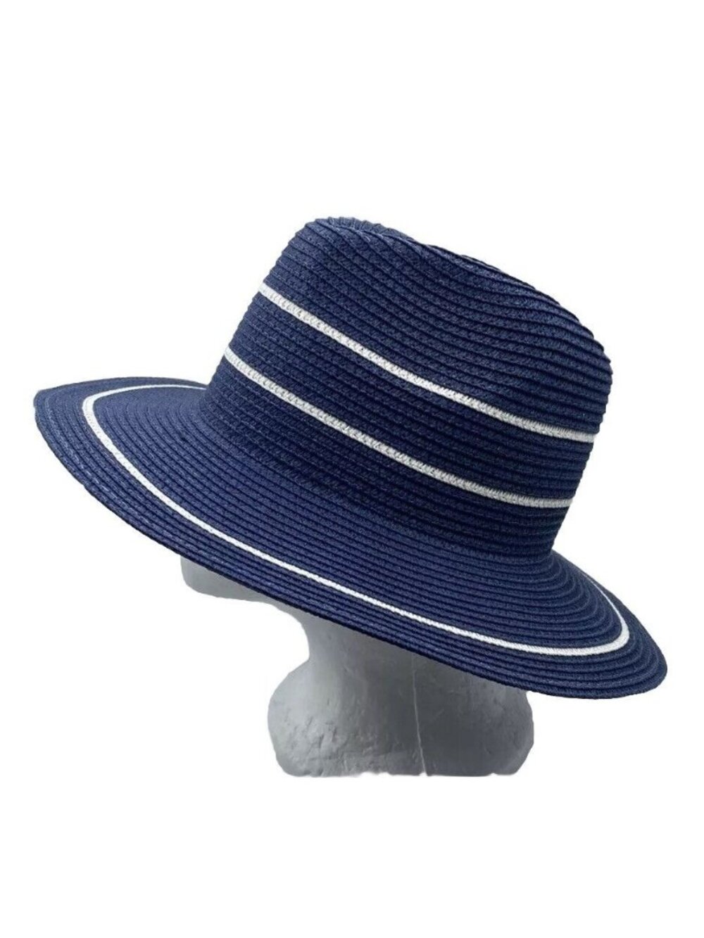 Magid Women’s Wide Brim Hat Blue White Stripe Classic Beach Resort